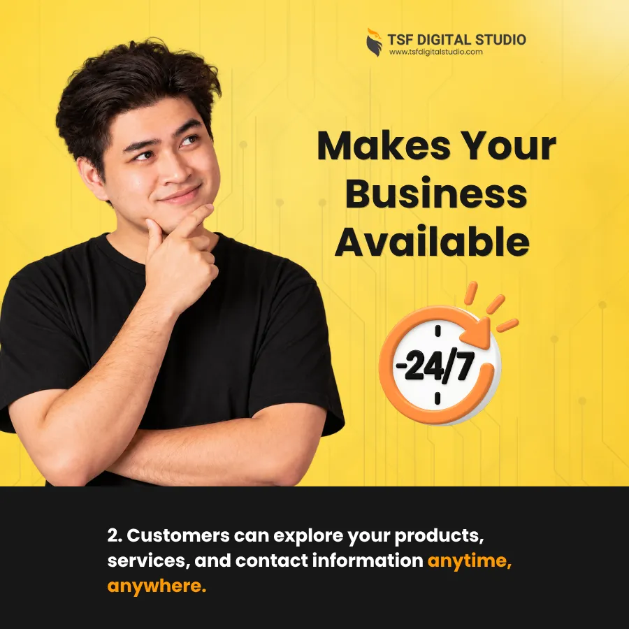 A professional website makes your business available anytime, anywhere